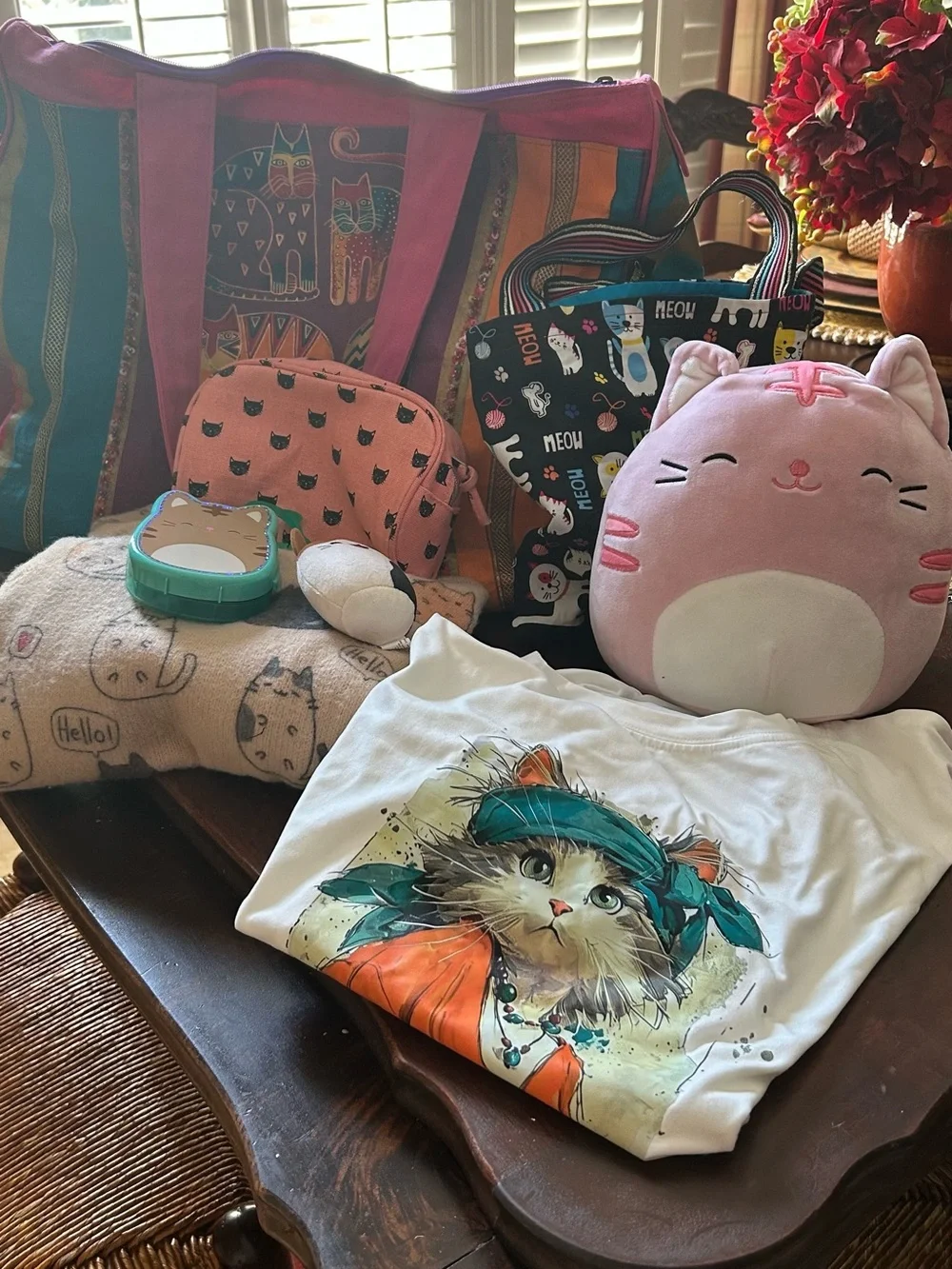 Laurel Burch Cat bag plus 7 cat items